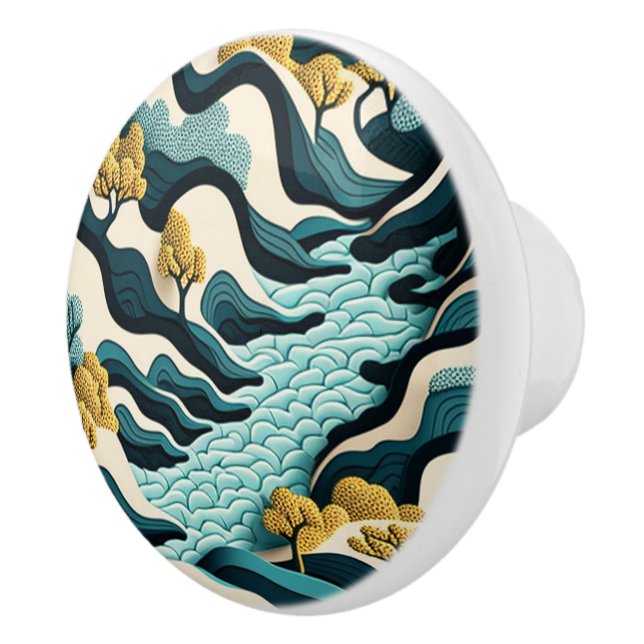 Modern Landscape Ceramic Knob (Right)