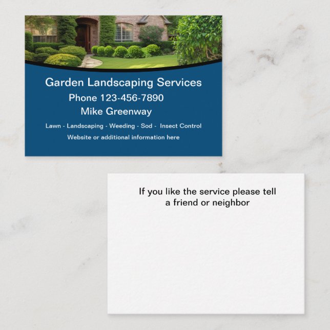 Modern Landscaper And Lawn Maintenance Business Card (Front/Back)