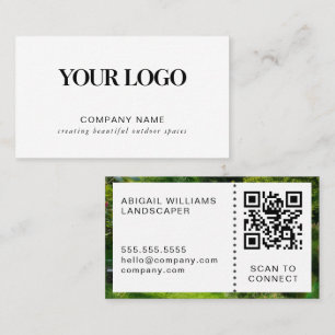 Modern Landscaper Custom Logo QR Code Business Card