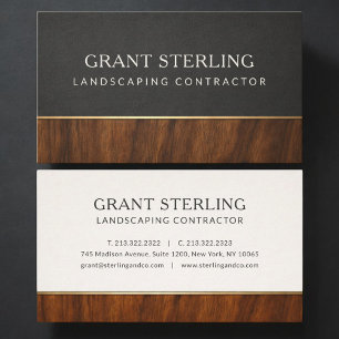Modern Landscaping Contractor Wood Professional Business Card