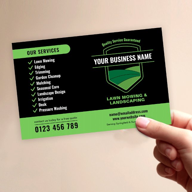 Modern Landscaping Lawn Mowing Marketing Flyer (Modern Landscaping Lawn Mowing Marketing Flyer in Black and Green)