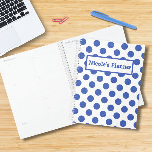 Modern Large Blue Polka Dot Planner