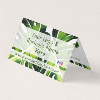 Modern large green palm leaves design business card