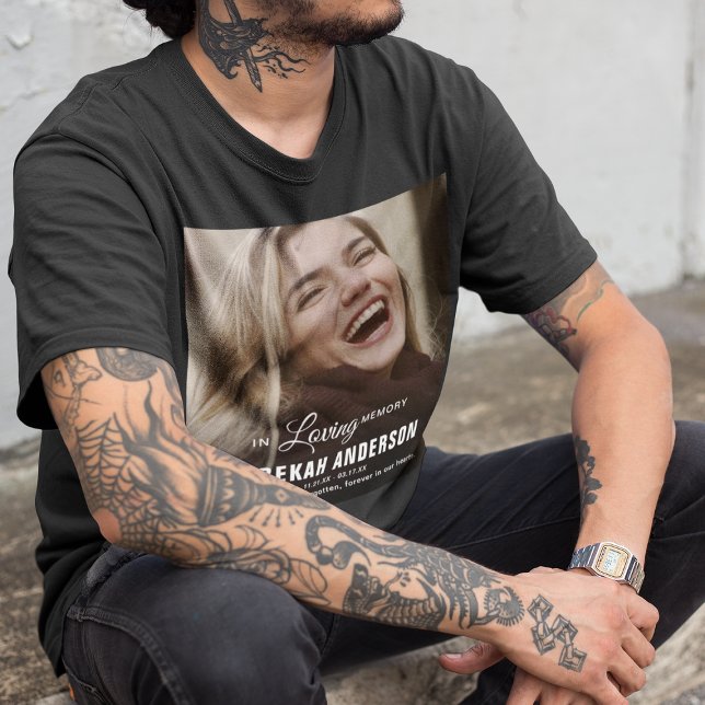 Modern Large Photo Funeral Memorial T-Shirt (Creator Uploaded)