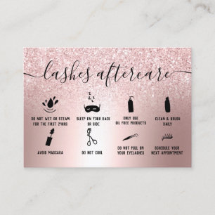 Modern lash aftercare rose gold glitter metallic business card