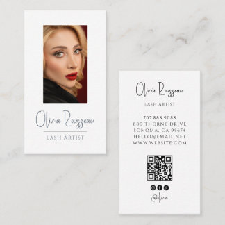 Modern Lash Artist Photo QR Code Social Media Business Card
