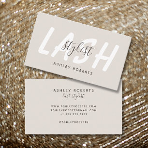 Modern lash stylist light tan business card