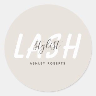 Modern lash stylist light tan classic round sticker