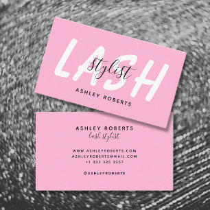 Modern lash stylist pink business card