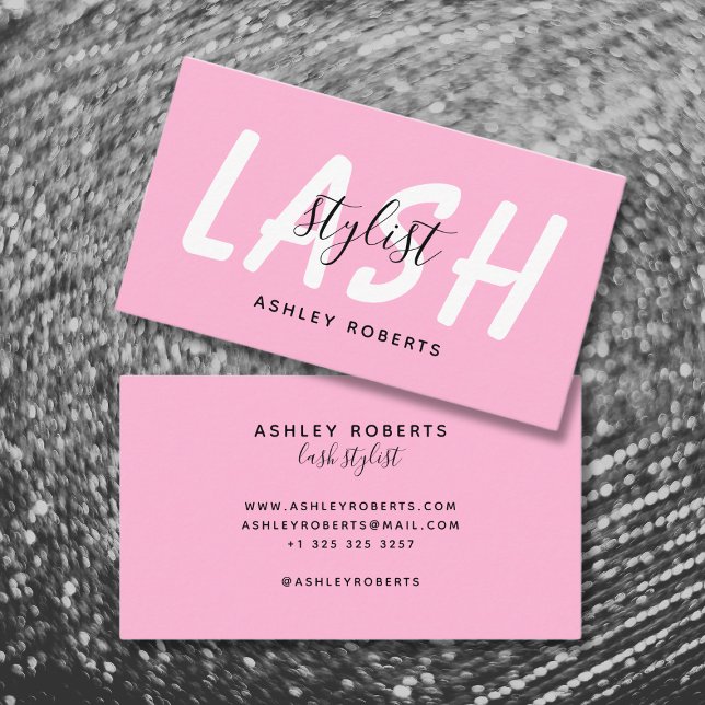 Modern lash stylist pink business card (Creator Uploaded)