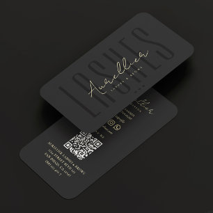 Modern Lashes Brows Makeup Artist Black Gold  Business Card