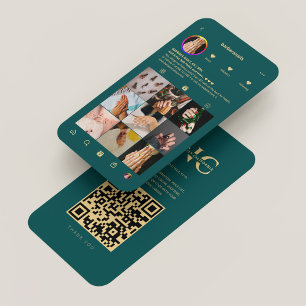 Modern Lashes Makeup Artist Dark Teal Instagram  Business Card