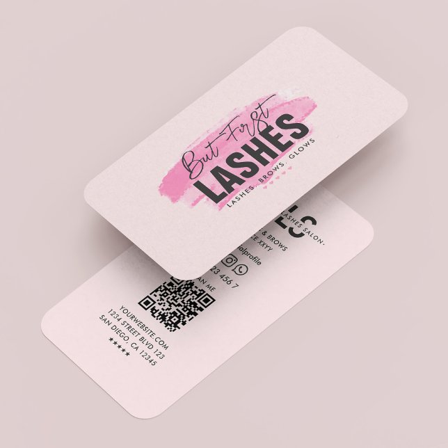 Modern Lashes Makeup Artist Monogram Pink  Business Card (Modern Lashes Makeup Artist Monogram Pink Business Card
)