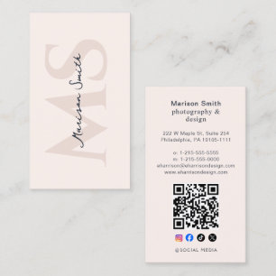 Modern Lashes Makeup Artist Pastel Pink Monogram Business Card
