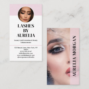Modern Lashes Photo Blush Pink Business Card