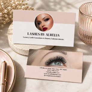 Modern Lashes Photo Blush Pink Business Card