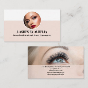 Modern Lashes Photo Blush Pink Business Card