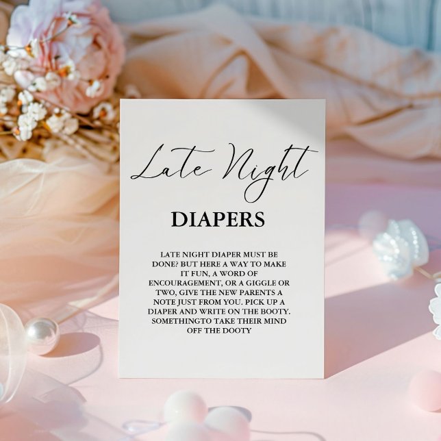 Modern  Late Night Diaper Baby Shower Game Pedestal Sign (Creator Uploaded)