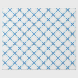 Modern lattice blue white classy wrapping paper
