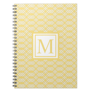 Modern Lattice Geometric Monogram Butter Yellow Notebook