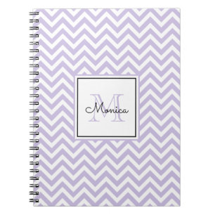 Modern Lavender Chevron Pattern Monogram Notebook