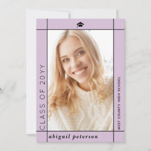 Modern lavender Class of 2024 graduation photo Announcement