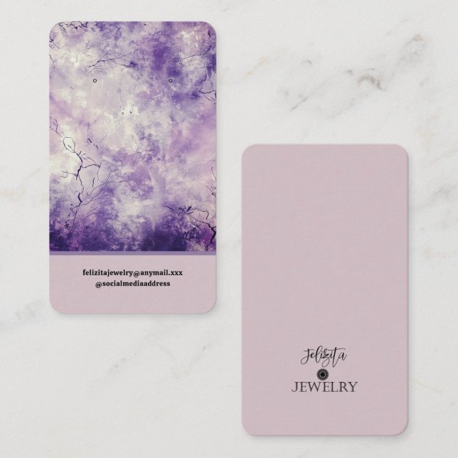 Modern Lavender Colored Earring Display  Business Card (Front/Back)