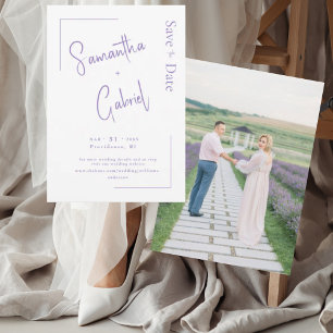 Modern Lavender Couple Photo Wedding Save the Date