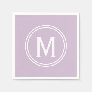 Modern Lavender Custom Round Framed Monogram Napkin