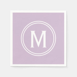 Modern Lavender Custom Round Framed Monogram Napkin