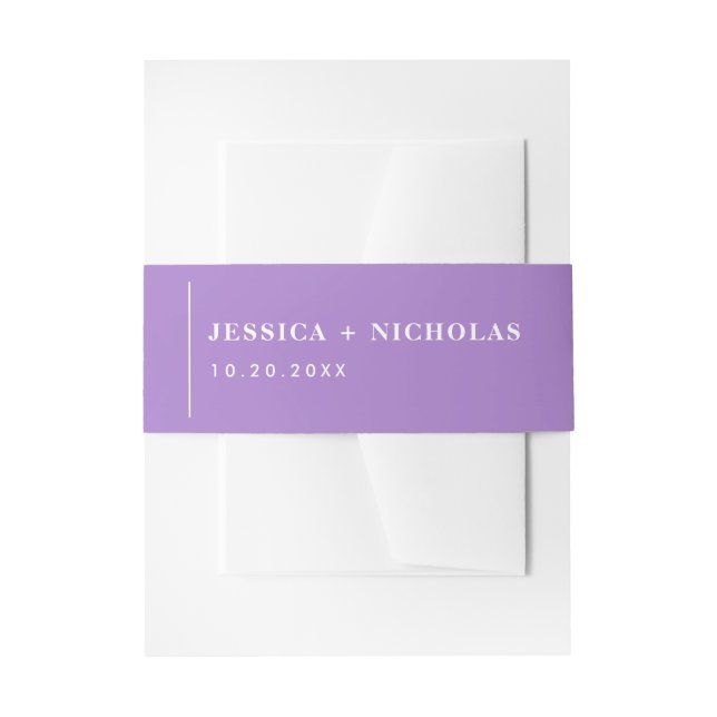 Modern Lavender Elegant Minimalist Wedding Invitation Belly Band (Front Example)