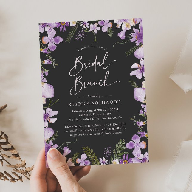 Modern Lavender Floral Bridal Brunch Shower  Invitation (Creator Uploaded)