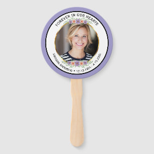 Modern Lavender Floral Memorial Photo Hand Fan