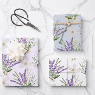 Modern Lavender floral Wedding Wrapping Paper Sheet