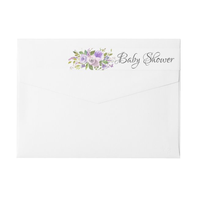 Modern Lavender  Flowers BABY Shower label (Back)