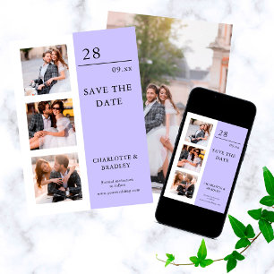 Modern Lavender Four Photo Wedding Collage Save The Date