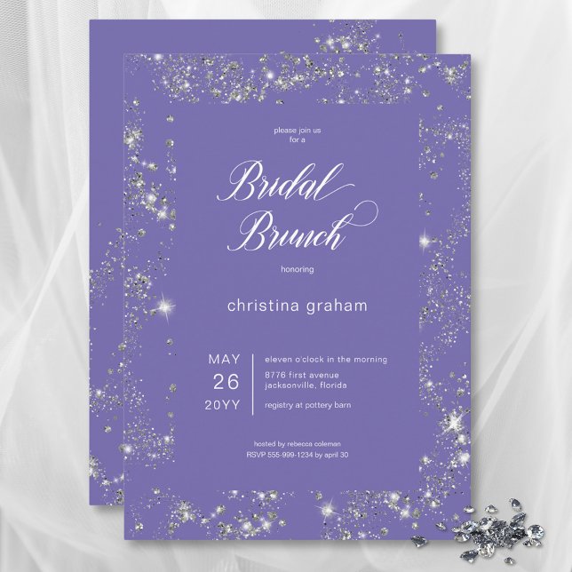 Modern Lavender Glam Diamond Frame Bridal Brunch Invitation (Modern Lavender Glam Diamond Frame Bridal Brunch Invitation)