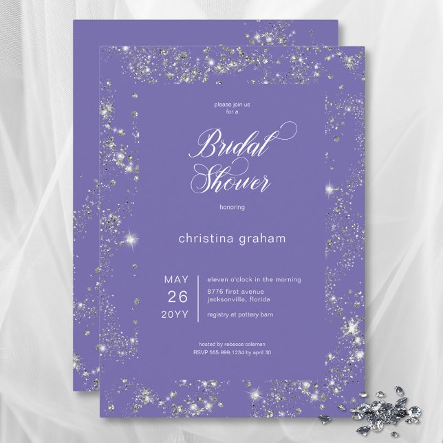Modern Lavender Glam Diamond Frame Bridal Shower Invitation (Modern Lavender Glam Diamond Frame Bridal Shower Invitation)
