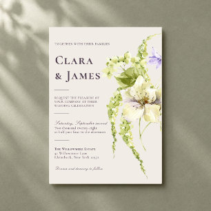 Modern Lavender Green Garden Floral Wedding Invitation