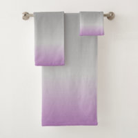 modern lavender grey ombré bath towel set
