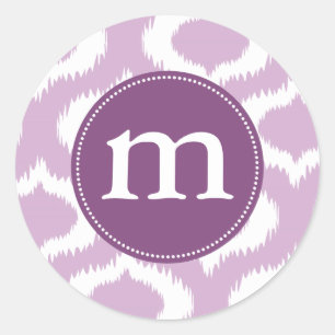 Modern Lavender Ikat Diamonds Personalised Classic Round Sticker