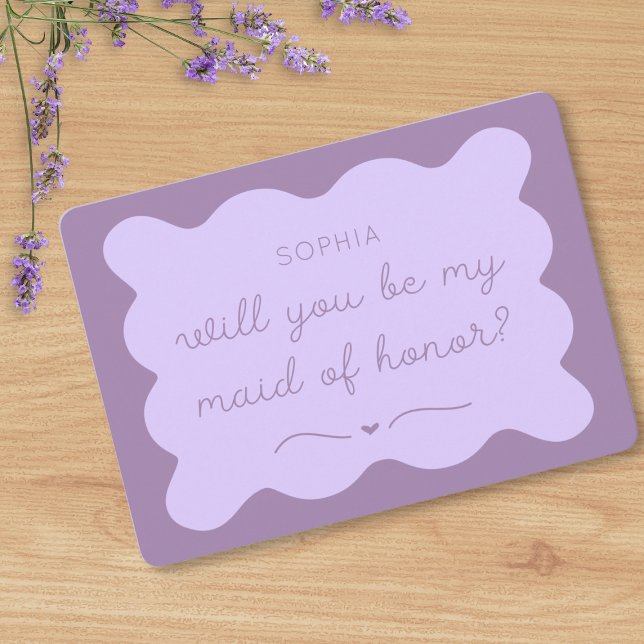 Modern Lavender Maid of Honour Custom Name Proposa Card (Creator Uploaded)
