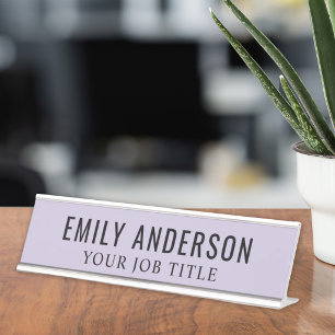 Modern Lavender Office Employee Name Desk Name Plate