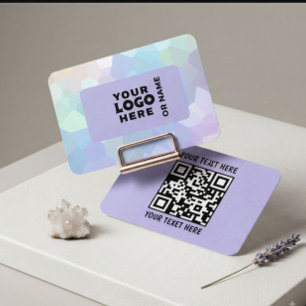 Modern Lavender Pastel Geometric QR Code Business Card