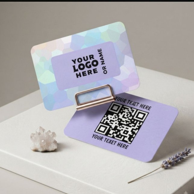 Modern Lavender Pastel Geometric QR Code Business  Card (Creator Uploaded)