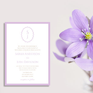 Modern Lavender Purple Classy Monogram Invitation