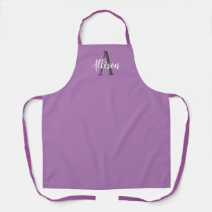 Modern Lavender Purple Monogram Personalised Apron