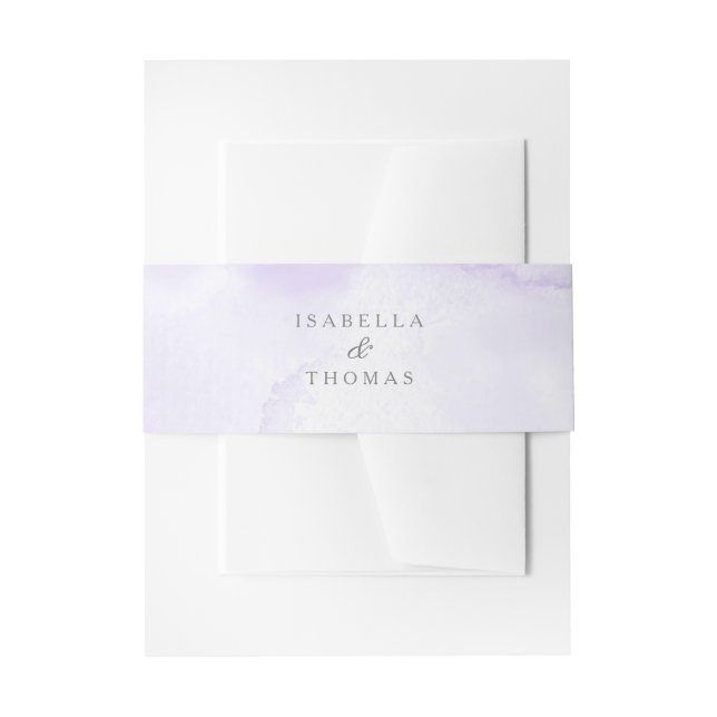 Modern Lavender Purple Watercolor Wedding Invitation Belly Band (Front Example)