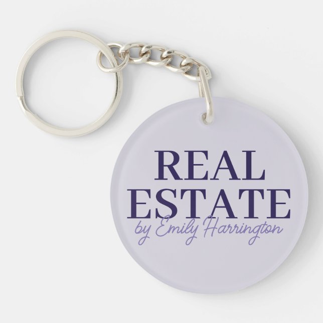 Modern Lavender Real Estate Agent Key Ring (Front)