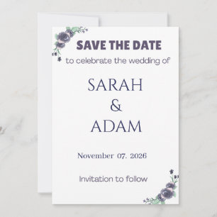 Modern Lavender Rose Wedding Save the Date Card